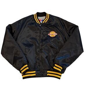 Vtg Swingster Snap On Tools Bomber Jacket Mens Large Black Statin USA Made 90s